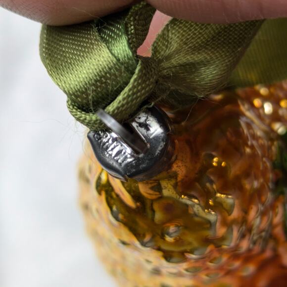 Pear Face Mercury Christmas Ornament Gold Textured Antique Germany Hand Blown - Picture 8 of 9